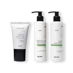 Энзимный пилинг для кожи головы + Набор для сухого типа волос Hillary Aloe Deep Moisturizing