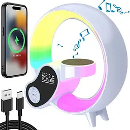Лампа настільна нічник з Bluetooth колонкою та бездротовою зарядкою 15W від USB RGB світлодіодне підсвічування UKC BT-2309