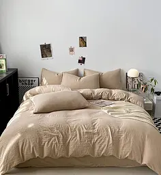 Постільна білизна сімейна Dushka Home Полікотон 21168 160х215х2 см бежева