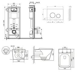 Набір Qtap Nest 4 в 1 підвісний унітаз Tern Ultra Quiet 525x345x360 + комплект інсталяції QT17332303AW47508 - мініатюра 9