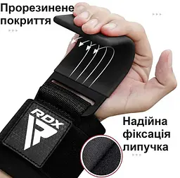 Гаки для тяги на зап'ястя RDX W5 Gym Hook Strap Army Green Plus (WAN-W5AG+) - мініатюра 5