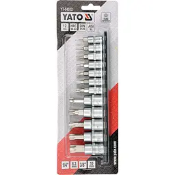 Головки торцеві з насадками Yato TORX TEMPERPROOF квадрат 1/4" 3/8" набір 12 шт. (YT-04332) - мініатюра 2
