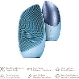 Термо щітка для обличчя Geske Sonic Thermo Facial Brush 6 в 1 електронна звукова аквамарин - мініатюра 4