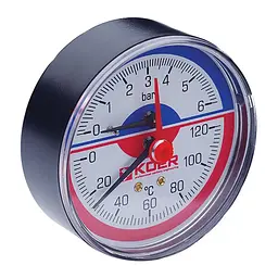 Термо-манометр аксіальний Koer KM.802A (0-6 bar), D 80мм, 1/4''-1/2'' KR0223