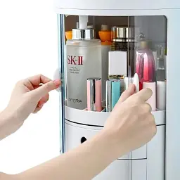 Циліндричний органайзер для косметики XPRO YM226, 4 секції великий білий (MER-14978_1051) - мініатюра 3