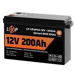 Акумулятор LP LiFePO4 12V (12,8V) - 200 Ah (2560Wh) (Smart BMS 100А) з BT пластик для ДБЖ - мініатюра 3
