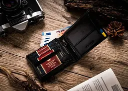 Чоловічий шкіряний портмоне в подарунковій упаковці Peterson 12х9,5х2,5 см acs0029551 - мініатюра 6