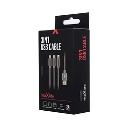 Універсальний кабель USB-кабель 3 в 1 TYPE-C MICRO-USB C-LIGHTNING 2.1A 1.2 м чорного кольору - мініатюра 2