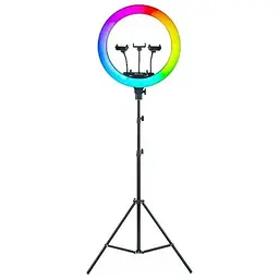 Кільцева світлодіодна LED лампа RIAS MJ18 RGB на 3 тримачі, USB, дротове управління 45 см - мініатюра 3