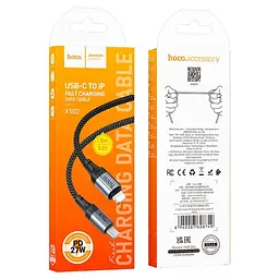 PD Кабель HOCO X102 Fresh PD Charging Data Cable iP 27W/1m. чорний - мініатюра 2