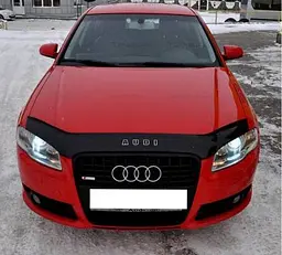 Дефлектор капоту мухобійка для Audi A4 (В7) 2005-2008 Євро Кріплення (Vip Tuning) AD09 - мініатюра 3
