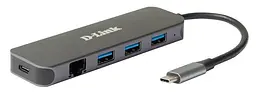 Мультипортовий адаптер USB хаб USB Type-C D-Link DUB-2334 Black - мініатюра 2