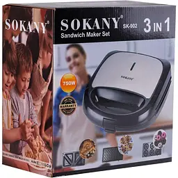 Мультипекар (Бутербродниця-Вафельниця-Кексниця) Sokany SK902B - мініатюра 9