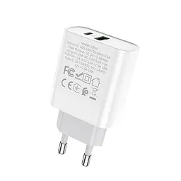 Зарядний пристрій Hoco C80A USB/ Type-C QC PD 20W білий - мініатюра 6
