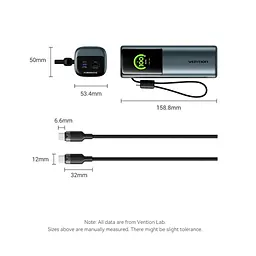 Батарея універсальна Vention 20000 mAh 165W Gray TFT Display Type (FKFH0) - мініатюра 4