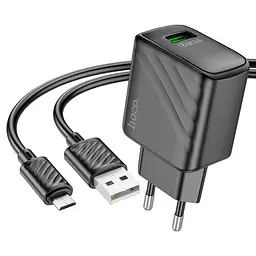 Мережевий зарядний пристрій з кабелем Hoco CS21A Rich single port QC3. 0 charger set(Micro)(EU) чорний