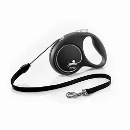 Рулетка Flexi Black Design для собак трос розмір M 5 м чорна