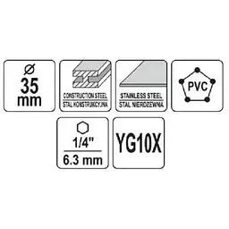 Свердло коронка по металу TCT Yato Ø35x103 мм товщина до 25 мм з напрямним 6-граний хвіст 1/4 (YT-44060) - мініатюра 3