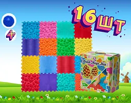Ортопедичний масажний килимок дитячий. Різні структури 16шт. Для ніг та масажу профілактика плоскостопія - мініатюра 2