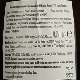 Вино ігристе Anna Spinato Verduzzo Brut біле брют 0.75 л - мініатюра 4