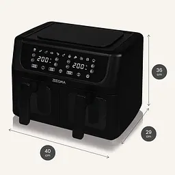 Аэрофритюрница двухкамерная Zeegma Dual 9л Black - мініатюра 10