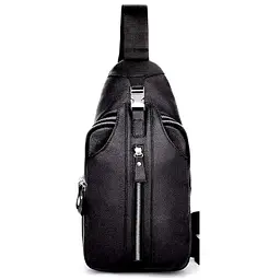 Сумка-слінг чорна шкіряна Tiding Bag F-A25F-5003A