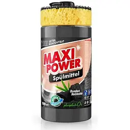 Засіб для миття посуду MAXI POWER 1л дозатор+губка Чорне вугілля