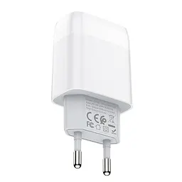 Адаптер мережевий Hoco Glorious C73A на 2 USB-порти сам блок білий - мініатюра 3