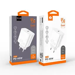 Мережевий зарядний пристрій WUW-C202 PD45W GaN Eu Smart Charger - мініатюра 2