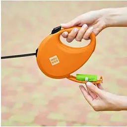 Повідець-рулетка для собак Waudog R-leash з контейнером для пакетів, світловідбивна стрічка, S до 12 кг, 3 м помаранчевий - мініатюра 8