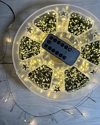 Гірлянда роса мішура на зеленому проводі 20 метрів 2000лед Niki Light хвойна лапа з режимами вулична гірлянда на пульті тепло біла - мініатюра 4
