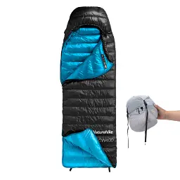 Спальник з натуральним пухом Naturehike CW400 NH18C400-D розмір L чорно-блакитний - мініатюра 3