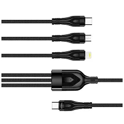 Дата кабель USB-C to Lightning + Micro 5P + USB-C 1.2m 3.0A (PD60W data) Black ColorWay (CW-CBPDU3060-BK) - мініатюра 5