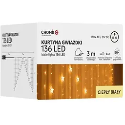 Гірлянда Chomik Штора зірки 136 LED теплий білий, 3 м, від мережі (5900779880030)