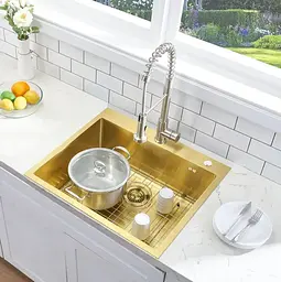 Кухонна мийка Rea Liam 580x450 мм brushed gold ZLE-06007 - мініатюра 3