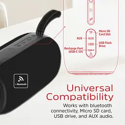 Акустична система 1.0 Energizer 16Вт Bluetooth 5.2/MicroSD/USB/AUX/FM,IPX65, чорна - мініатюра 8