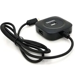 USB-Хаб Veggieg V-C240 Type-C, 4 порта USB 2.0, 20 см, Black, Box (YT-TC-V-C240) - мініатюра 2