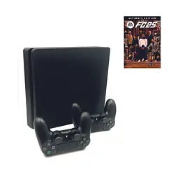 Консоль Sony PlayStation 4 SLIM 500GB Black обслугована + 2 Геймпада бездротових DualShock 4 + EA Sports FC 25 Ultimate Edition + гарантія б/в