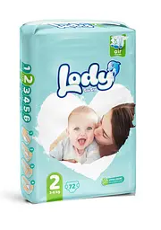 Підгузки дитячі Lody Baby Air mini 2 (3-6 кг) Jumbo 72 шт. дихаючі натуральні