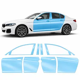 Антигравійна захисна бронеплівка за лекалами для BMW 5 Series G30 facelift 2020-2023 - зони дверей і стійки вікон