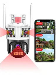 Вулична 12MP IP Камера 3 в 1 WiFi Поворотна P23 IPC 360 - мініатюра 2