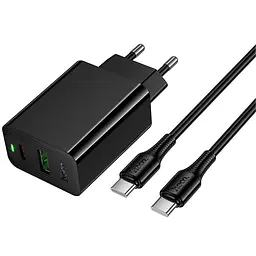 МЗП Hoco CS95A Leader PD30W+QC3.0 (1USB-A/1C) + кабель Type-C to Type-C Black - мініатюра 3