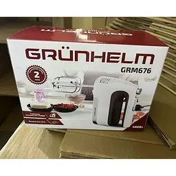 Ручний міксер Grunhelm GRM676 для дому 5 швидкостей 2 насадки Білий 400 Вт - мініатюра 3