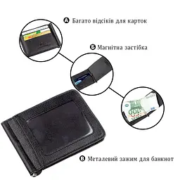 Шкіряний чоловічий затискач на магніті ST Leather 18937 чорний - мініатюра 8