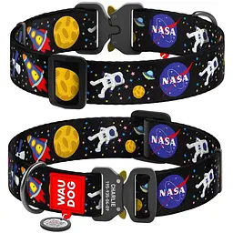 Нашийник для собак Waudog Nylon NASA, з QR паспортом, металева пряжка-фастекс, XXL, 43-70х3,5 см - мініатюра 3