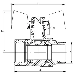 Кран кульовий Waterpro 1/2" ГШМ (сталева метелик) WP2907 - мініатюра 2