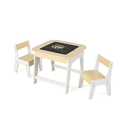 Комплект дитячих меблів Costway Kids Set 2-in-1 Desk стіл та 2 стільці з двосторонньою стільницею-дошкою