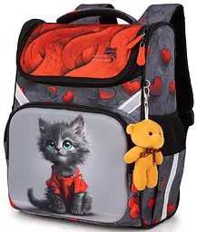 Ортопедичний шкільний рюкзак (ранець) School Standard 6 в 1 для дівчинки 570 гр 14,5 літрів Сірий з червоним - мініатюра 2