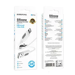 Дата кабель Borofone BX114 Structure USB to Lightning 2.4A (1m) White - мініатюра 5