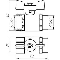 Кран кульовий прямий Q Professional 3/4″ ЗВ ЖБ PN40 QP152 - мініатюра 4